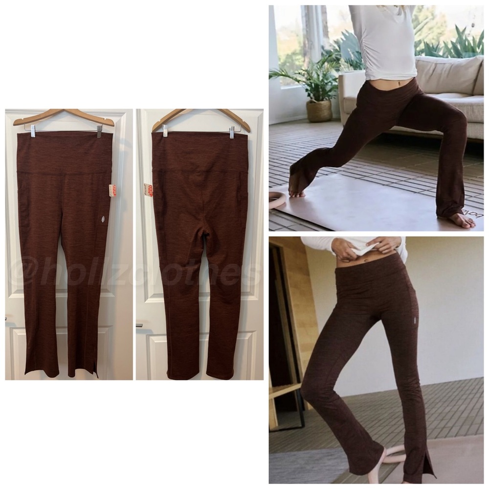 Free People Zen Again Flare Leggings Heather Espresso XL